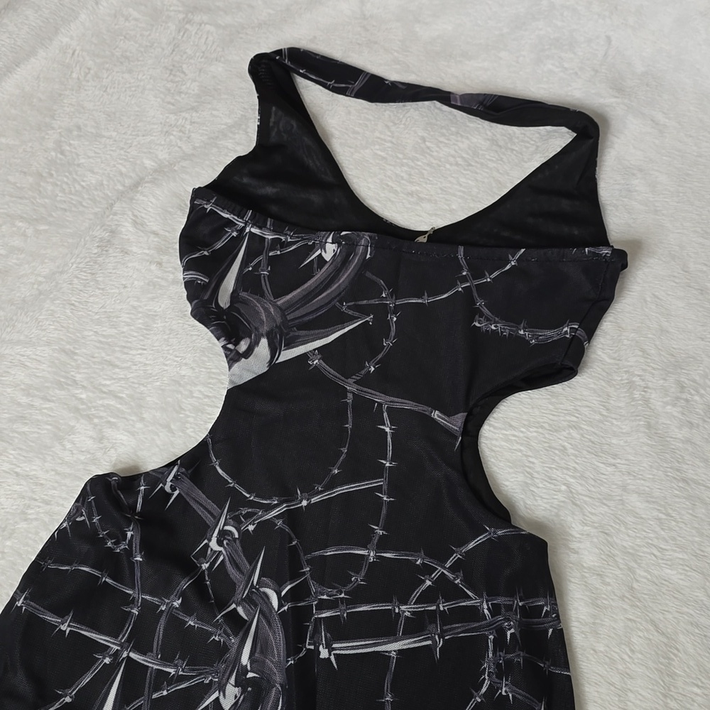 Hardcore dance cross and thorus printed mesh jumpsuit size small NWT. - Picture 13 of 13